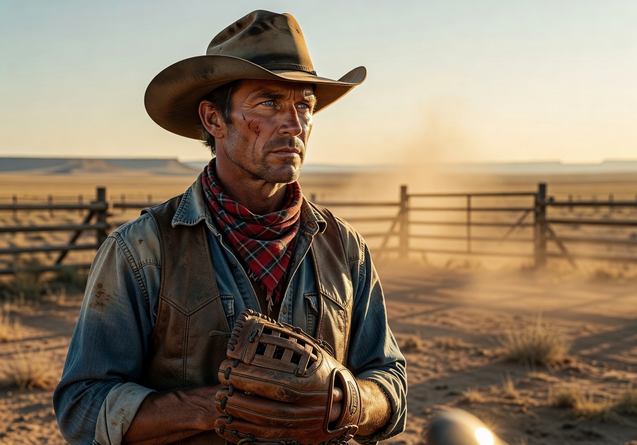 Portrait of a cowboy player named Dusty Jake